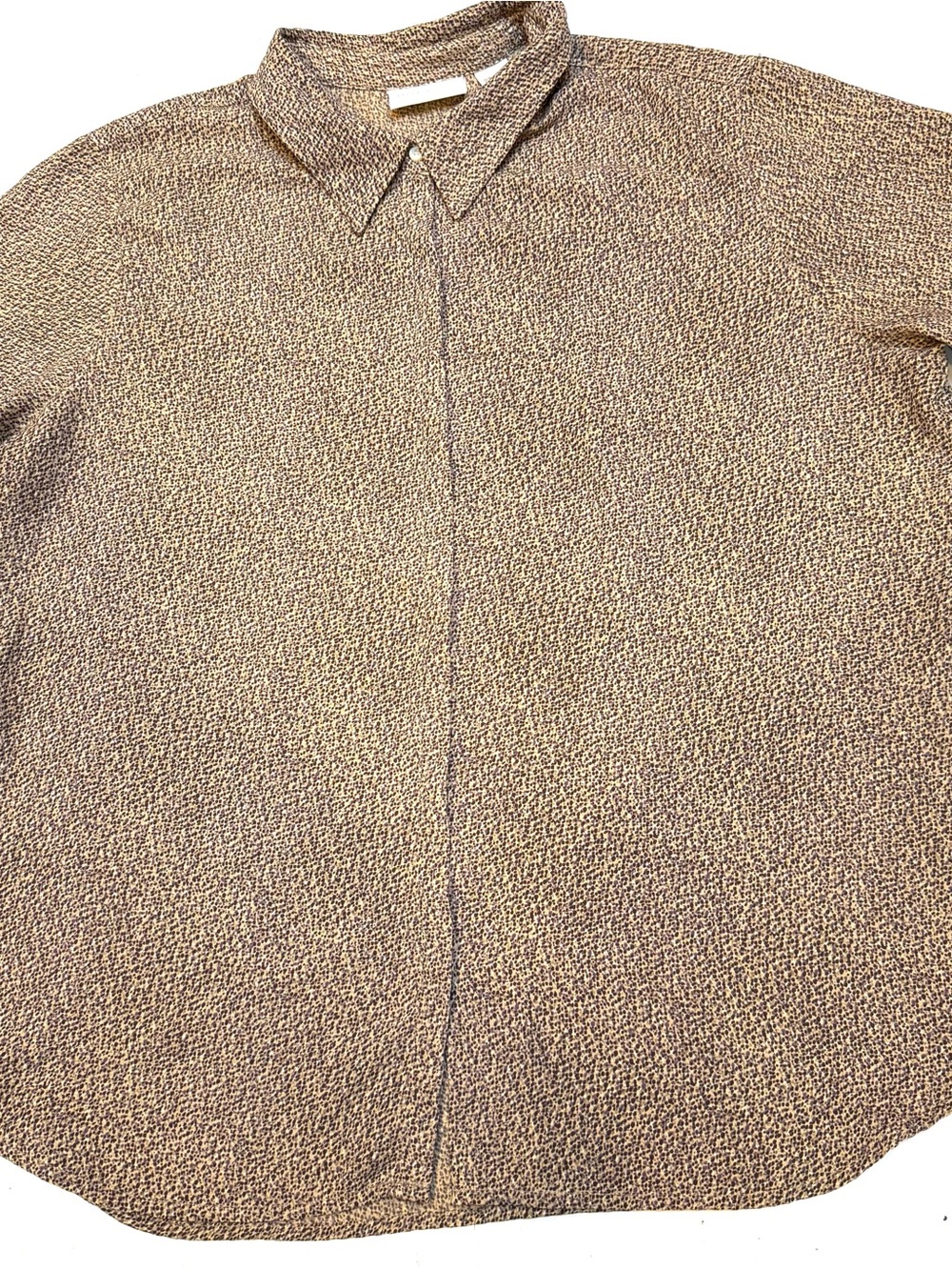 Liz Claiborne Brown Micro-dots Pattern Button Front Blouse